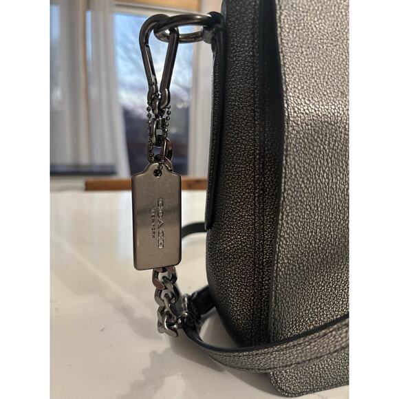 Coach Crosstown Crossbody metallic turnkey chain/leather strap tag minimalist - Picture 10 of 11